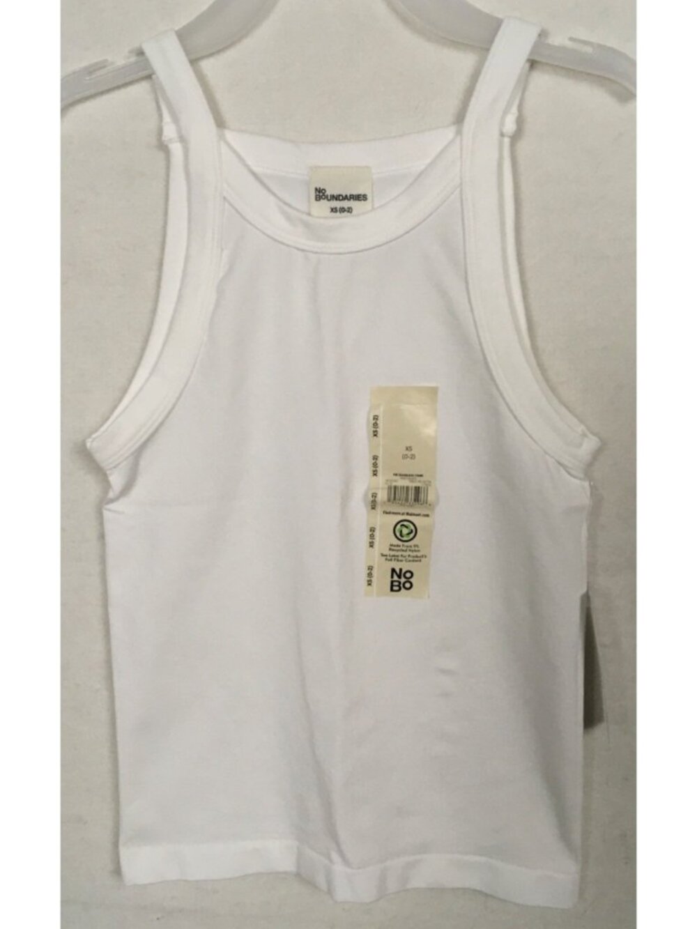 No Boundaries Tank Top Women Size XS 0 to 2 White Seamless Sleeveless New w Tags